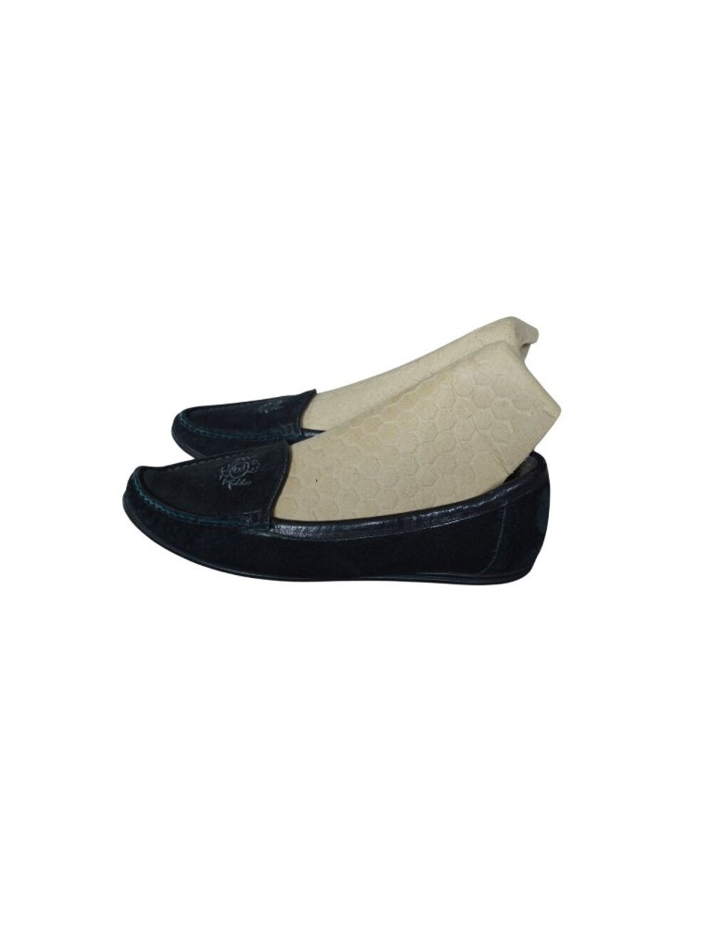 Vintage Bally Black Suede Loafers Women's Size 6.5 Embroidered Crest Coquette